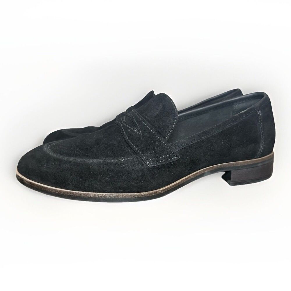 Clarks Women's Black Suede Trish Rose‎ Loafer Preppy Comfort Slip On Shoes 7.5